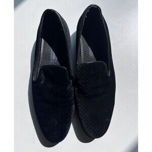 Giorgio Brutini Diamond Quilted Black Velvet Dress Shoes Loafers Size 13 Slip On